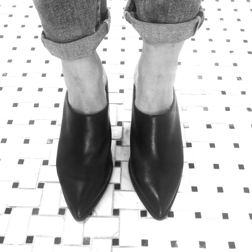 Seychelles Black mules with heels WORN ONCE!